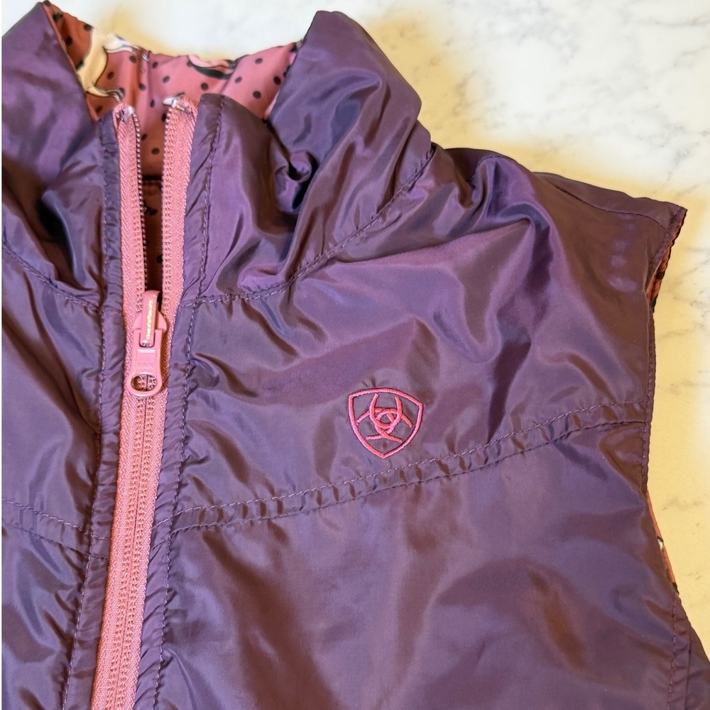 Ariat Girls Bella Reversible Insulated Puffer Vest Wild Ginger Ponies Youth XL - Picture 5 of 9